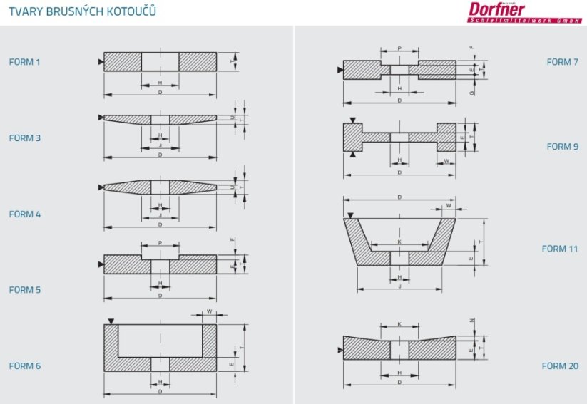 Brusný kotouč Dorfner Form1 200x20x51 2A46-K10-VAX Vmax=35m/s