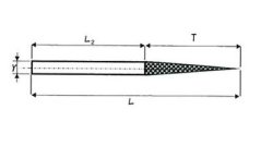 Diamantové brusné tělísko HESON tvarové D-S 129 0,1-3,0/3x40 špička 12°