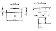 Diamantové doteky broušené pro brusku Maag 20x24 l=31mm M5x13